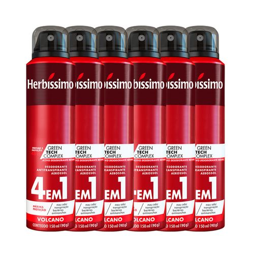 Kit Desodorante Aerosol Antitranspirante Herbissimo Volcano 150Ml com 6 Unidades Kit Desodorante Aerosol Antitranspirante Herbissimo Volcano 150Ml com 6 Unidades