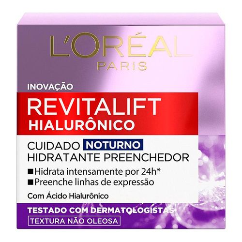 Kit L'Oréal Paris Creme Hidratante Facial Anti-idade Revitalift Hialurônico Noturno 49g +  Diurno FPS 20 49g