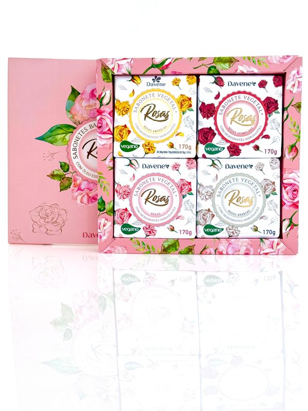 Kit 4 sabonetes de rosas