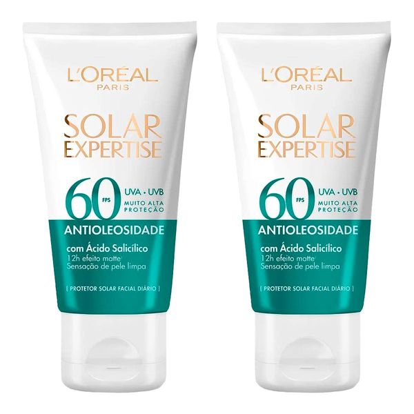 Kit Protetor Solar Facial L'Oréal Paris FPS 60 Solar Expertise Antioleosidade 40g 2 Unidades