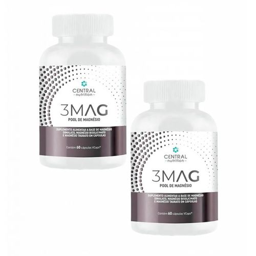 2x 3 Mag Magnesio Quelato Taurato Dimalato Central Nutrition Sem Sabor