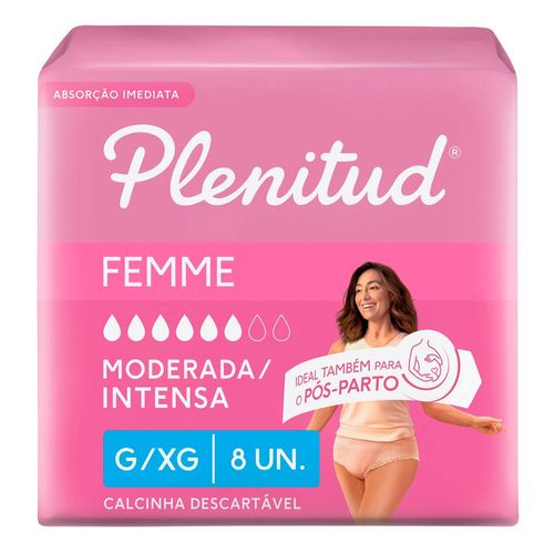 Roupa Íntima Plenitud Femme G/Xg 8 Unidades