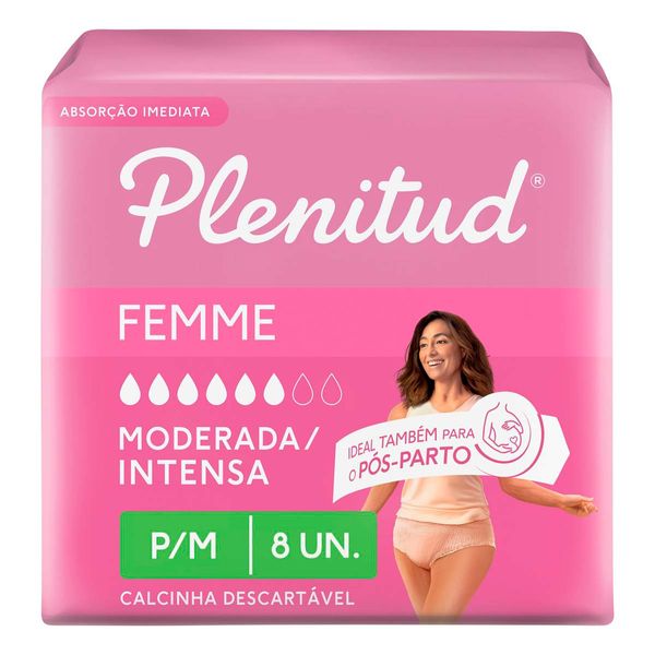 Roupa Íntima Plenitud Femme P/M 8 Unidades