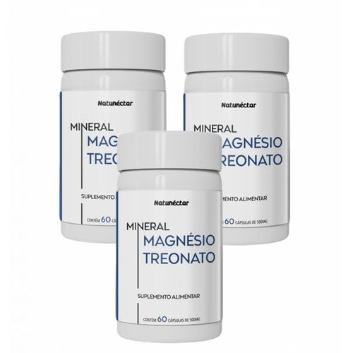 3x Magnésio Treonato Puro 60 Cápsulas 500mg 3x Magnésio Treonato Puro 60 Cápsulas 500mg