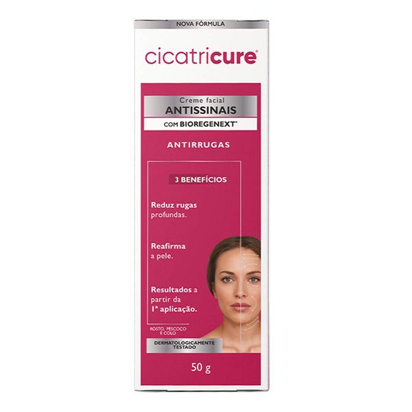 Creme Facial Cicatricure Antissinais Redutor de Rugas 50g