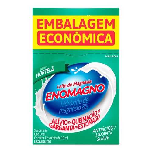 Leite De Magnésia Eno Magno 8% Hortelã 12 Unidades De 10Ml Cada