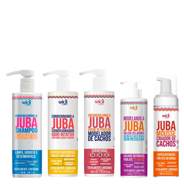 Kit Widi Care Higienizando a Juba Shampoo 500ml + Condicionador 500ml + Creme de Pentear 500ml + Geléia Seladora 300ml + Mousse 200ml
