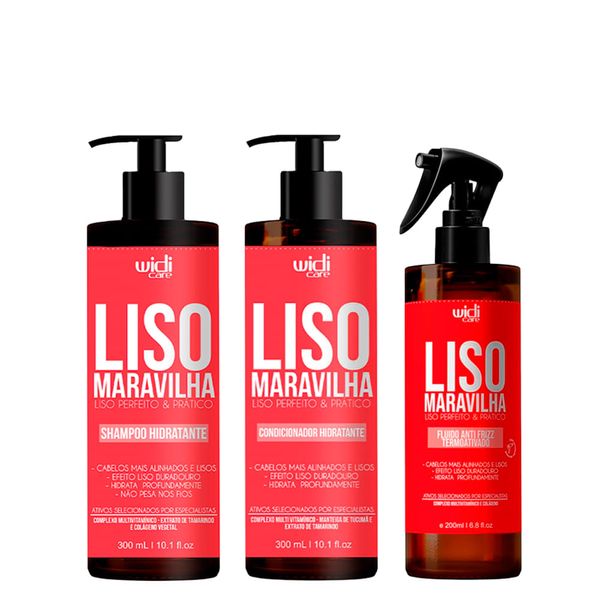 Kit Widi Care Hidratante Liso Maravilha Shampoo 300ml + Condicionador 300ml + Fluído Anti Frizz 200ml