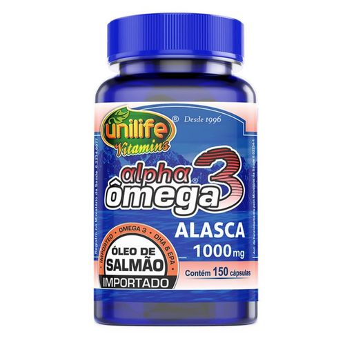 Ômega 3 Alpha Óleo de Salmão Importado Unilife  1000mg 150 Cápsulas