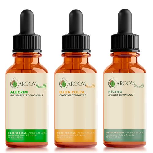 Kit Terapia Capilar  – Óleos Vegetais de Alecrim, Ojon Polpa e Rícino (30ml cada)