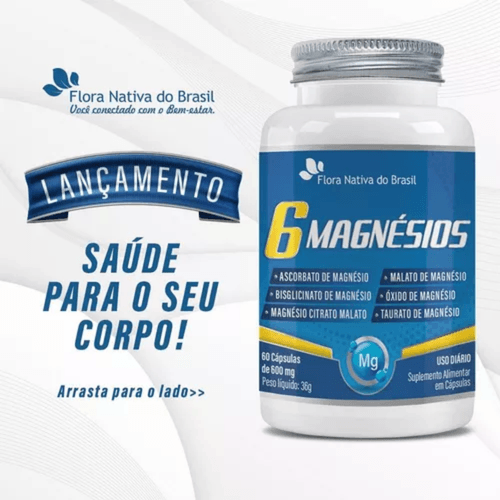 6 Magnésios 60 cápsulas - Flora Nativa