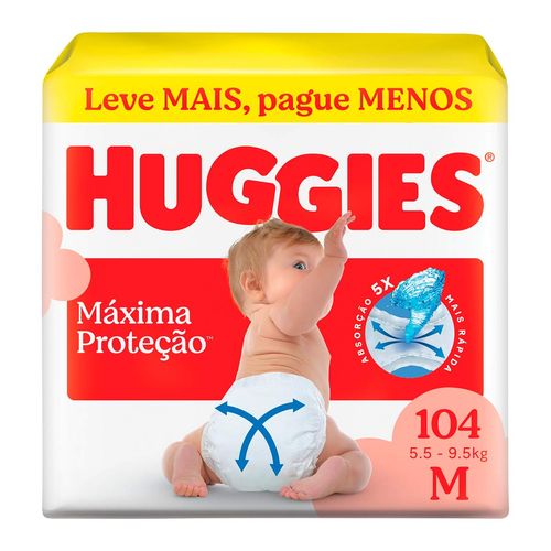 Fralda Huggies Máxima Proteção M 104 Unidades