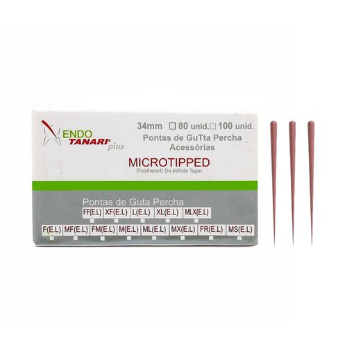 Pontas de Guta Percha Microtipped 28mm c/ 80 Unidades Tanari F