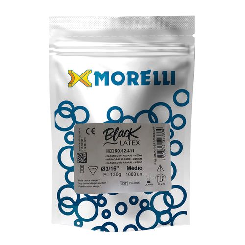 Elástico Intraoral Antimicrobiano Black Medio Morelli 3-16