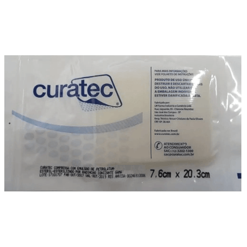Curativo Compressa com Emulsão de Petrolatum 7,6 x 20,3cm - 6un - Curatec