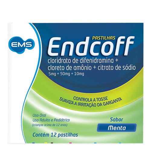 Expectorante Endcof 5Mg + 50Mg + 10Mg 12 Pastilhas Menta