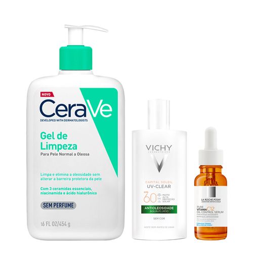 Kit-Gel-CeraVe-454g--Serum-Pure-Vitamin-C12-15ml--Protetor-Solar-FPS-60-UV-Clear-4-0-40g-SP Kit-Gel-CeraVe-454g--Serum-Pure-Vitamin-C12-15ml--Protetor-Solar-FPS-60-UV-Clear-4-0-40g-SP