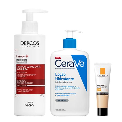 Kit-Protetor-Solar-FPS-60-Ultra-Cover-2-0-30g--Shampoo-Dercos-Energy-400ml--Hidratante-CeraVe-473ml-SP Kit-Protetor-Solar-FPS-60-Ultra-Cover-2-0-30g--Shampoo-Dercos-Energy-400ml--Hidratante-CeraVe-473ml-SP