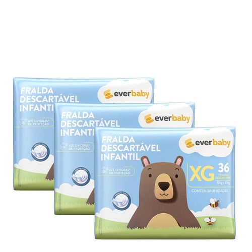 Kit-Fralda-Ever-Baby-XG-3-Pacotes-com-36-Unidades Kit-Fralda-Ever-Baby-XG-3-Pacotes-com-36-Unidades