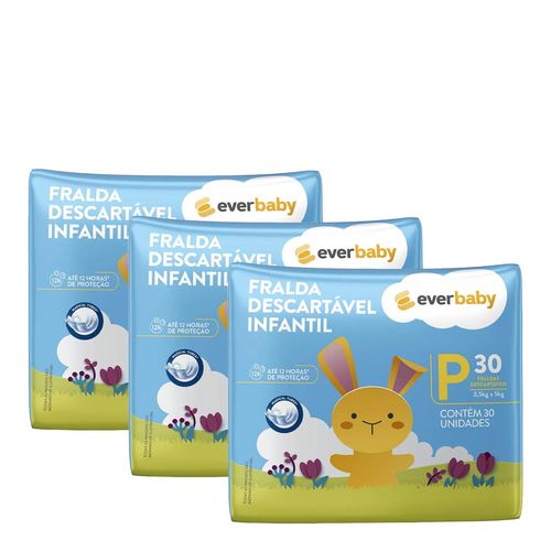 Kit-Fralda-Ever-Baby-P-3-Pacotes-com-30-Unidades Kit-Fralda-Ever-Baby-P-3-Pacotes-com-30-Unidades