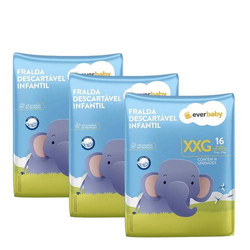 Kit-Fralda-Ever-Baby-XXG-3-Pacotes-com-16-Unidades Kit-Fralda-Ever-Baby-XXG-3-Pacotes-com-16-Unidades