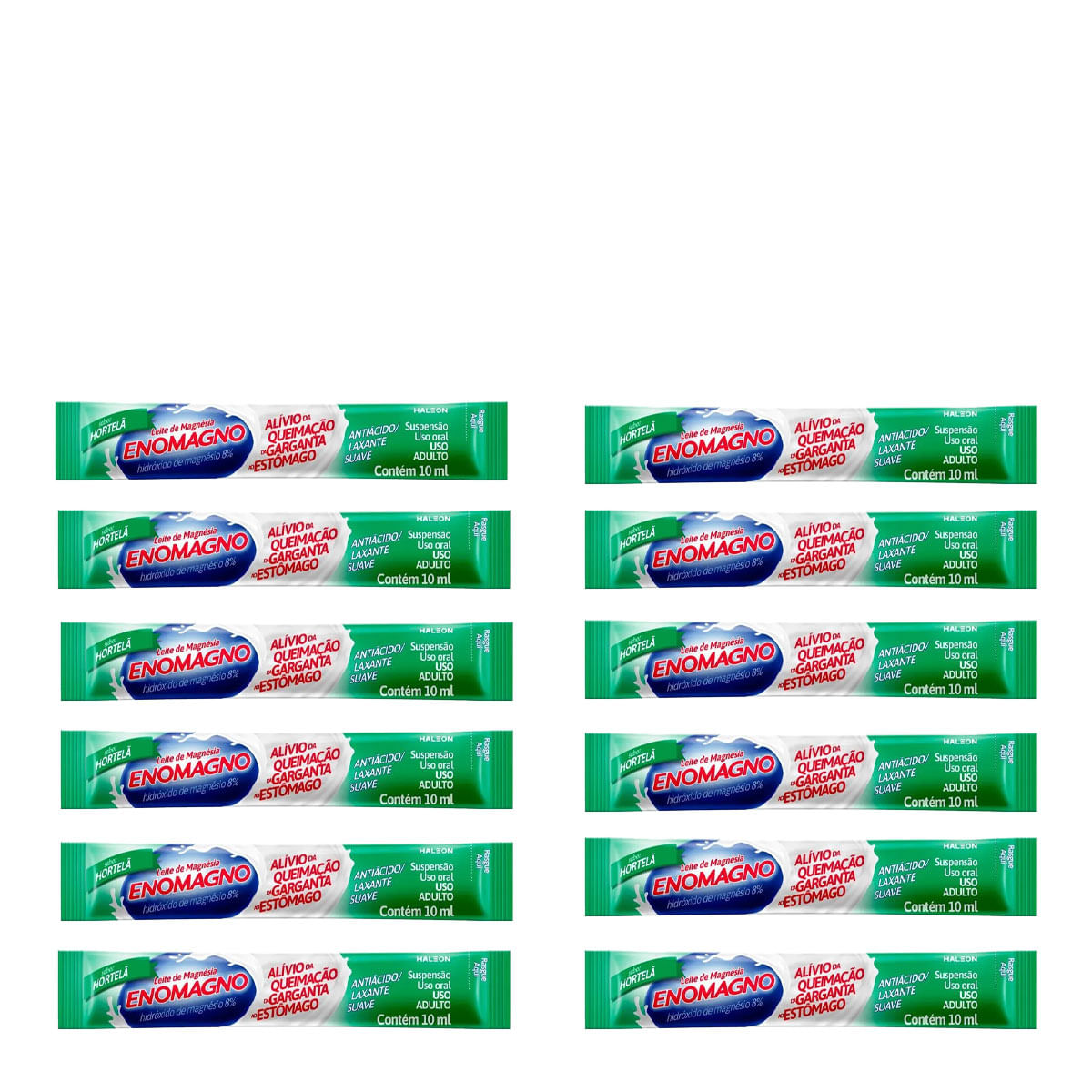Kit Leite de Magnésia EnoMagno Hortelã 10ml 12 Unidades