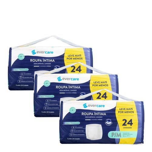 Kit-Roupa-intima-Ever-Care-P-M-3-Pacotes-com-24-Unidades Kit-Roupa-intima-Ever-Care-P-M-3-Pacotes-com-24-Unidades