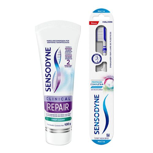 Kit-Sensodyne-Pasta-de-Dente-Clinical-Repair-100g-2-Unidades--Escova-de-Dente-Protecao-Completa-1-Unidade Kit-Sensodyne-Pasta-de-Dente-Clinical-Repair-100g-2-Unidades--Escova-de-Dente-Protecao-Completa-1-Unidade