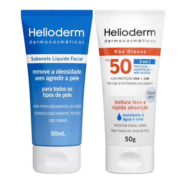 Kit Helioderm Protetor Solar Facial FPS 50 50g + Sabonete Líquido Facial 50ml