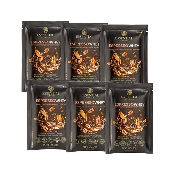 Kit 6X: Espresso Whey Sachê Essential Nutrition 30g Espresso