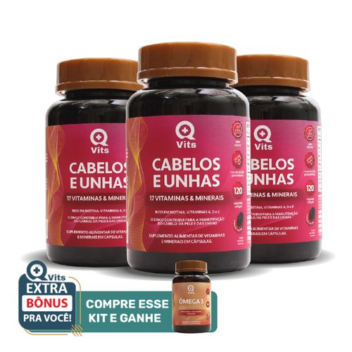 Kit Cabelos e Unhas QMaisVits 360 Cápsulas Softgel
