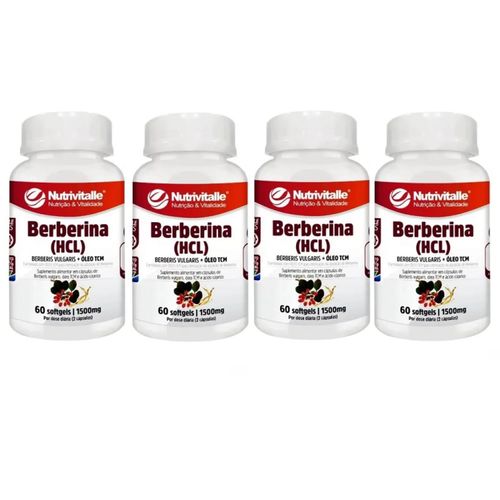 KIT 04 BERBERINA (HCL) 1500MG 60 SOFTGELS NUTRIVITALLE KIT 04 BERBERINA (HCL) 1500MG 60 SOFTGELS NUTRIVITALLE
