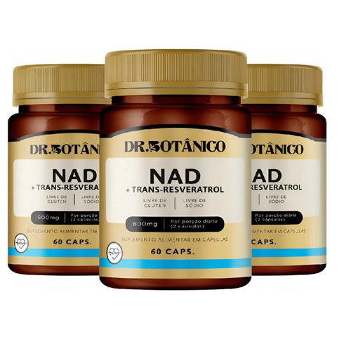 KIT 03 NAD + TRANS RESVERATROL 600MG 60CAPS DR. BOTANICO