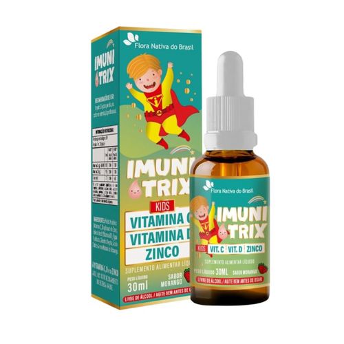 IMUNITRIX KIDS VIT C D ZINCO GTS 30ML SAB MORANGO FLORA NATIVA