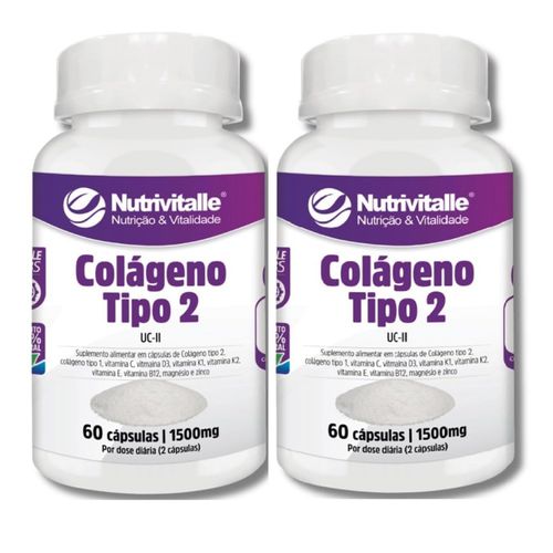 KIT 02 COLLAGEN TIPO 2 1500MG 60CAPS NUTRIVITALLE