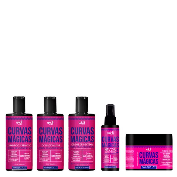 Kit Widi Care Cremoso Hidro-Reconstrutor Curvas Mágicas Shampoo 300ml + Condicionador 300ml+Máscara 300g+Creme de Pentear 300ml +Névoa Iluminado 60ml