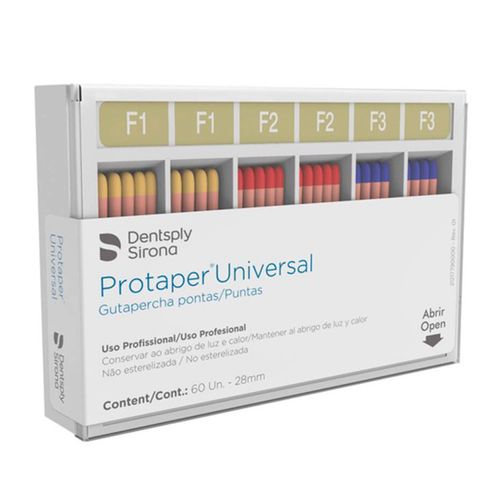 Guta Percha Protaper Universal 28mm com 60 Unidades Dentsply F1-F2-F3