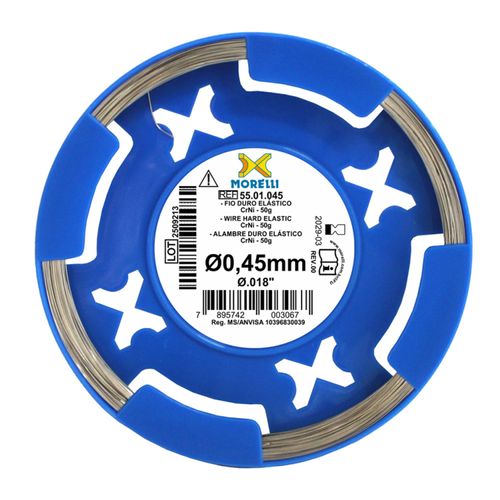 Fio Ortodôntico Duro Elástico CrNi Redondo 50g Morelli 0.45mm