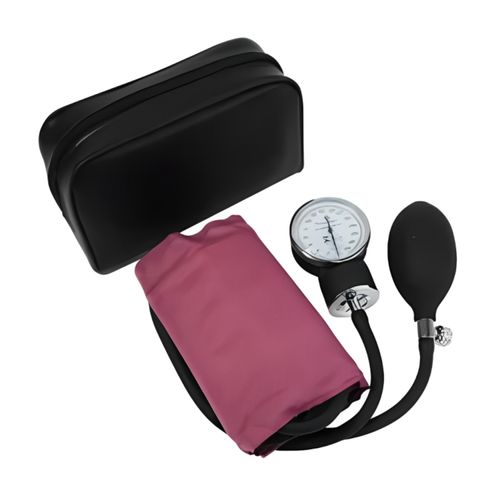 Esfigmomanômetro Aneróide em Nylon com Velcro Premium Rosa