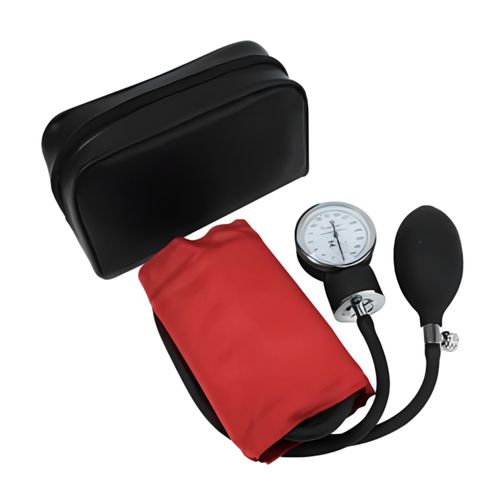 Esfigmomanômetro Aneróide em Nylon com Velcro Premium Vermelho