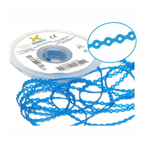 Elástico Ortodôntico Corrente Longo 1.5 metros Morelli Azul-Cristal