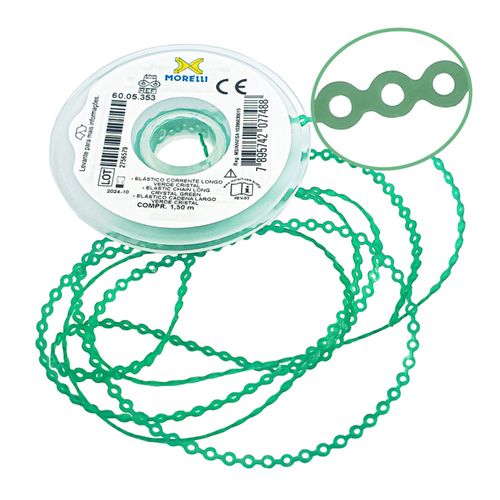 Elástico Ortodôntico Corrente Longo 1.5 metros Morelli Verde-Cristal