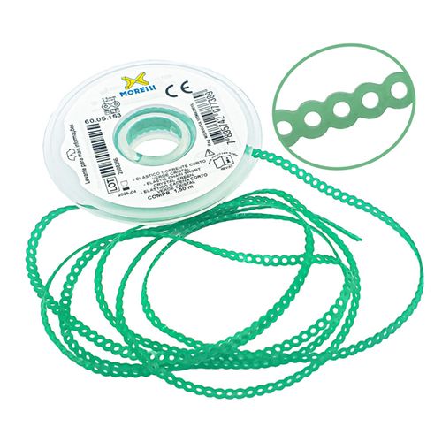 Elástico Ortodôntico Corrente Curto 1.5 metros Morelli Verde-Cristal