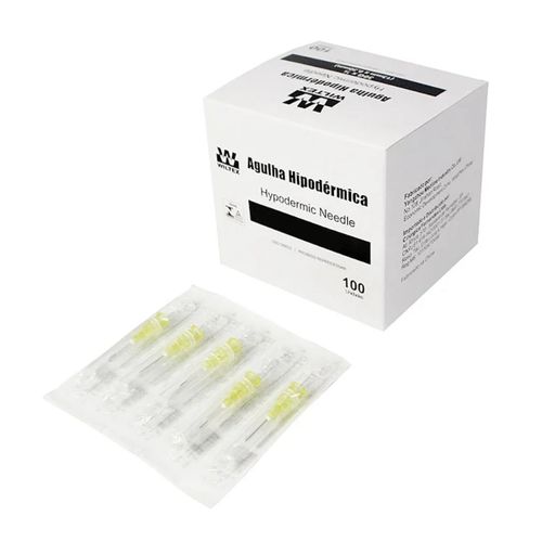 Agulha Hipodérmica Descartável com 100 Unidades Wiltex 30x8