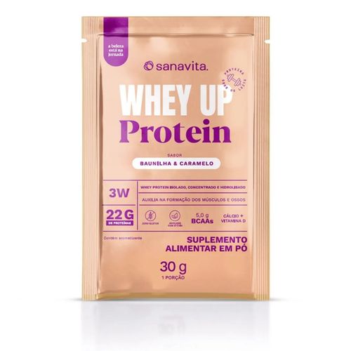 Sachê Whey Protein 3W + BCAA 30g Sabor Baunilha e Caramelo Sanavita