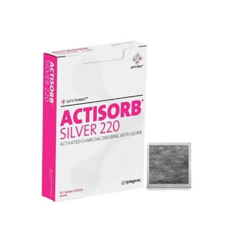 Curativo Actisorb Silver 220 Carvão Ativado Com Prata 10.5 x 10cm (caixa com 10 unidades) - Systagenix Curativo Actisorb Silver 220 Carvão Ativado Com Prata 10.5 x 10cm (caixa com 10 unidades) - Systagenix