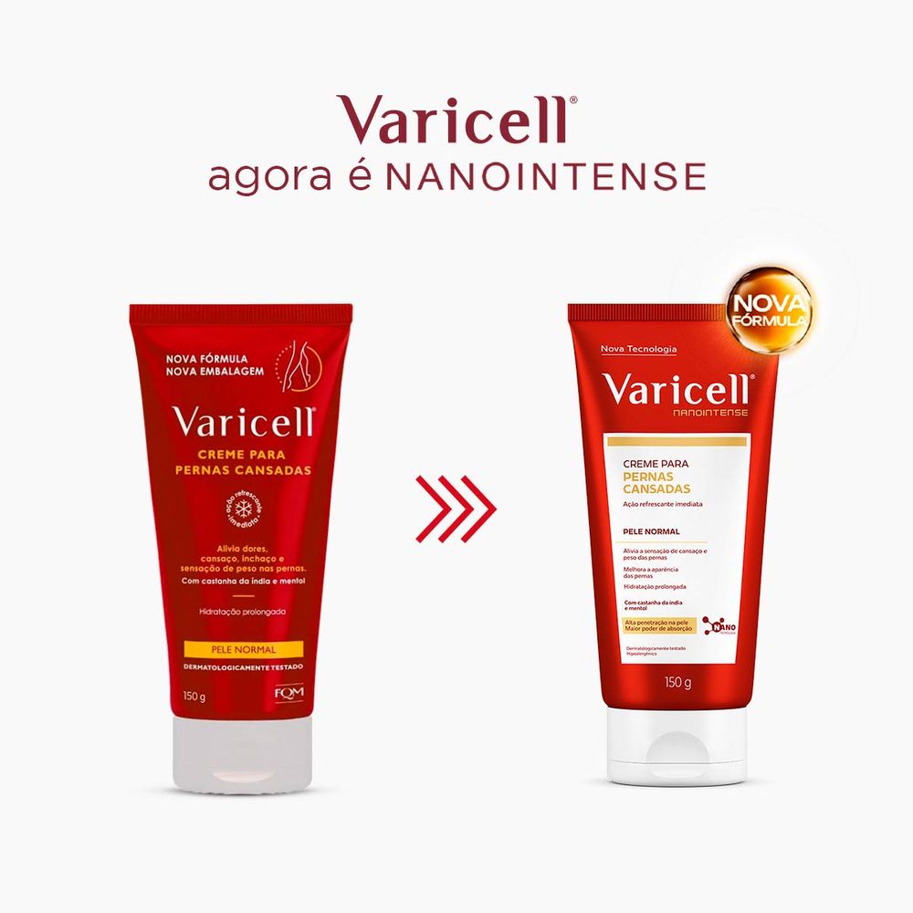 Creme Varicell para Varizes, Dores e Pernas Cansadas Pele Normal FQM ...