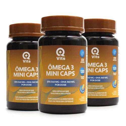 Kit Ômega 3 EPA 540mg DHA 360mg QMaisVits 360 Mini Caps Softgel
