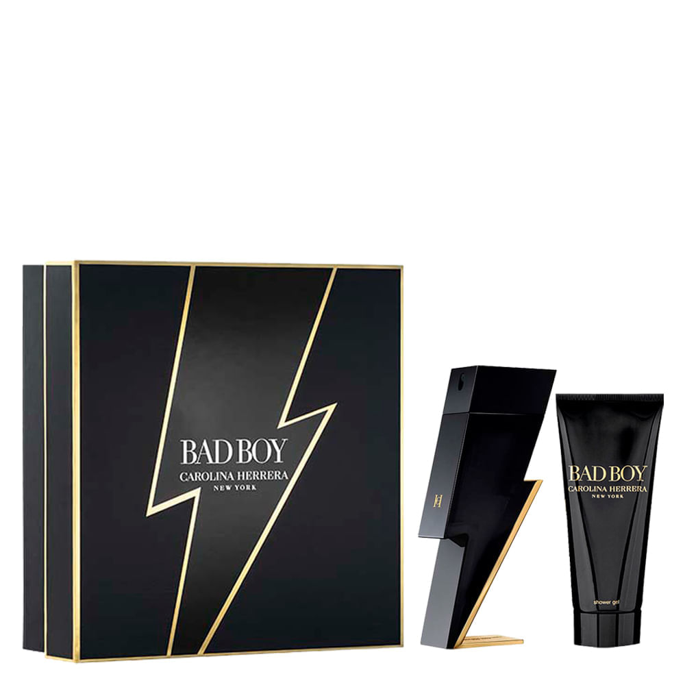 Kit Perfume Carolina Herrera Bad Boy 2019 Masculino Eau de Toilette 100 ml + Gel de Banho 100 ml