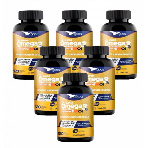 6x Supra Ômega 3 T.G- 1080mg EPA- 720mg DHA- Vit.E-120 Caps 6x Supra Ômega 3 T.G- 1080mg EPA- 720mg DHA- Vit.E-120 Caps